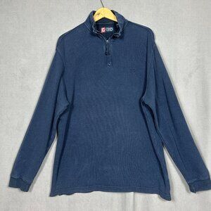 Chaps Men's Navy Blue 1/4 Zip Knit Large Pullover Shirt Long Sleeve Casual